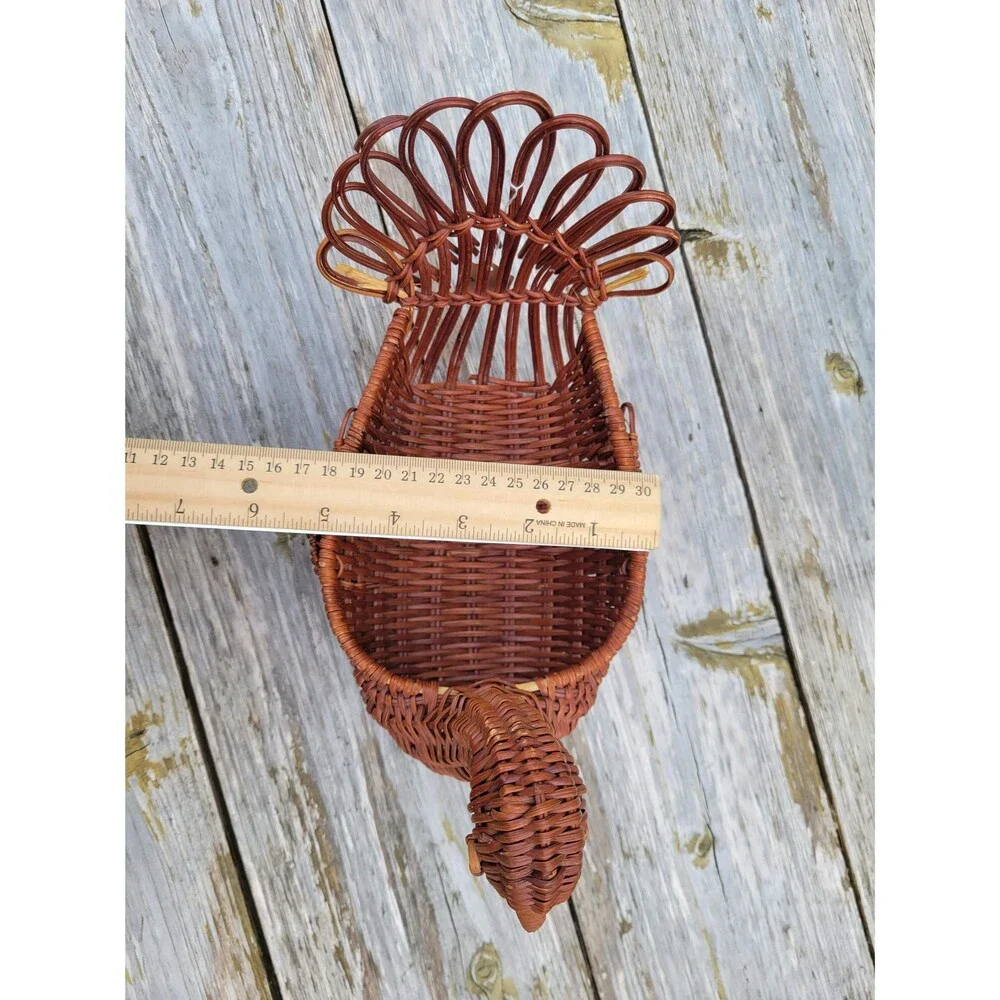 Chicken Basket Hen Bird Shaped Woven Boho Cottagecore